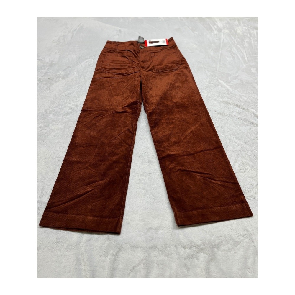 Matty M‎ Womens Wide Leg Corduroy Pants M Brick Red Stretch High Rise Boho